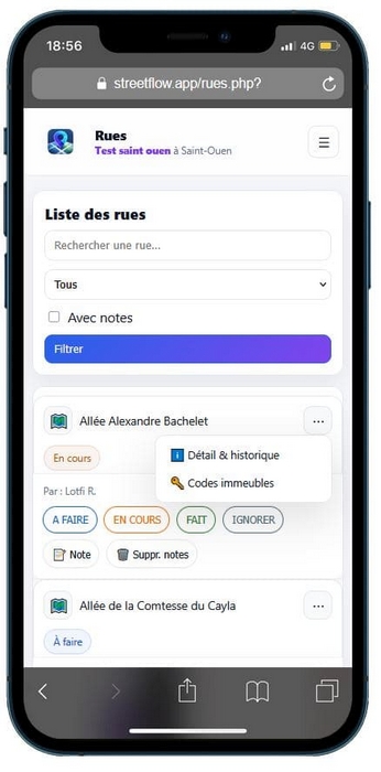 Changement de statut d'une rue